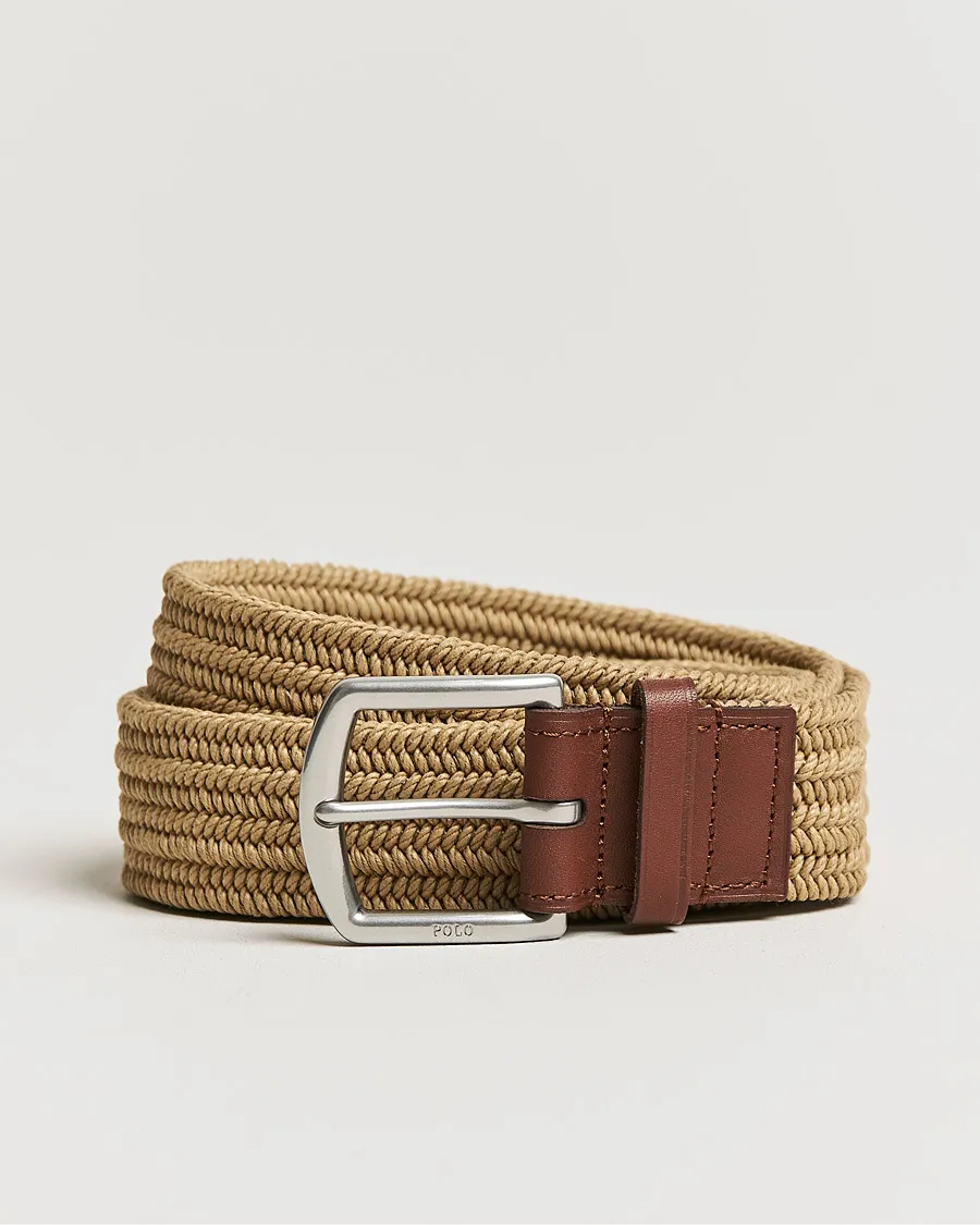 Braided Cotton Elastic Belt Timber Brown