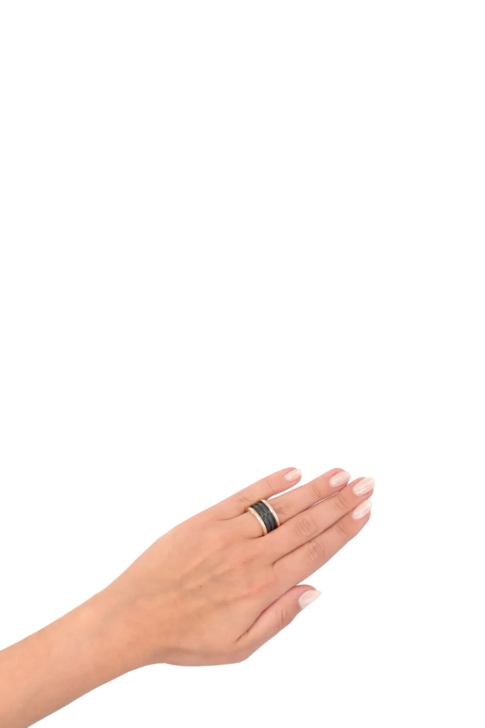 BULGARI B Zero Ring 18k Rose Gold Black Ceramic