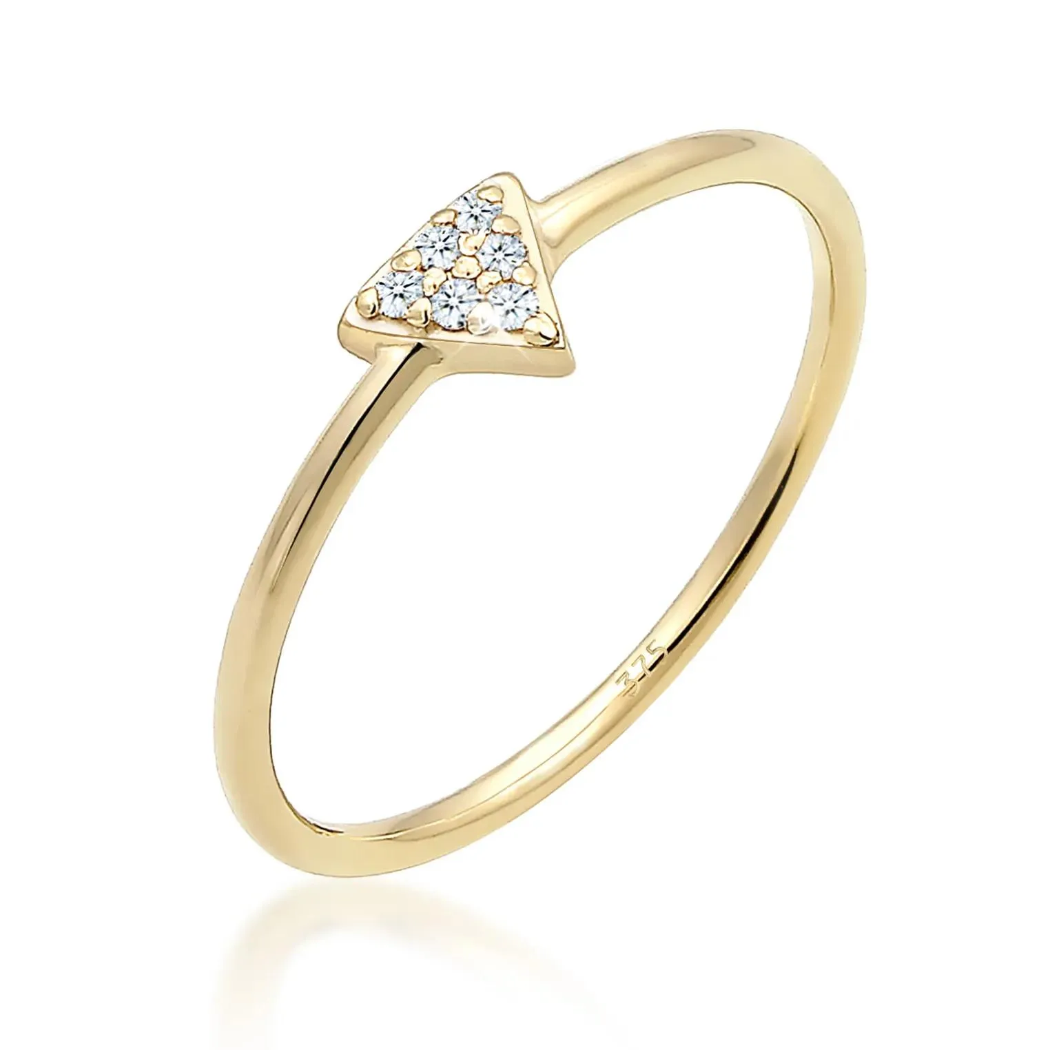   Elli  Ring Dreieck Geo Diamanten (0.03 ct.) 375er Gelbgo gold  Diamantring 
