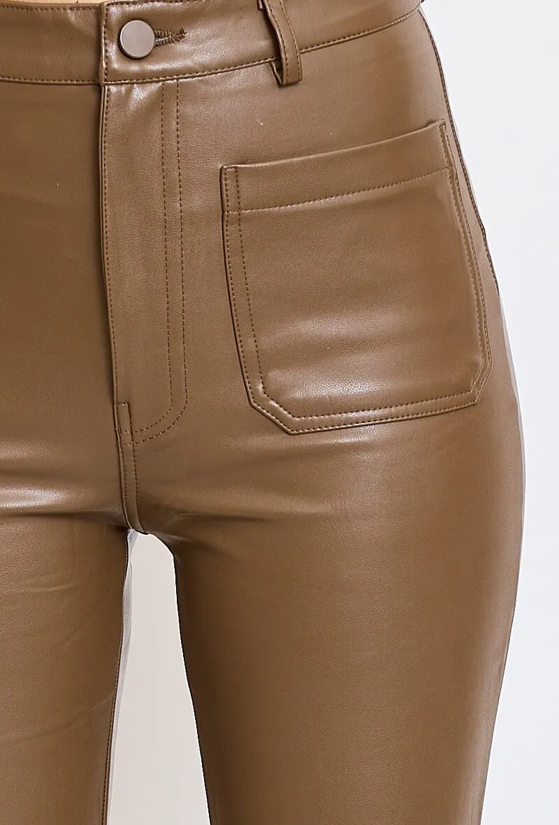 Fake leather flared pants