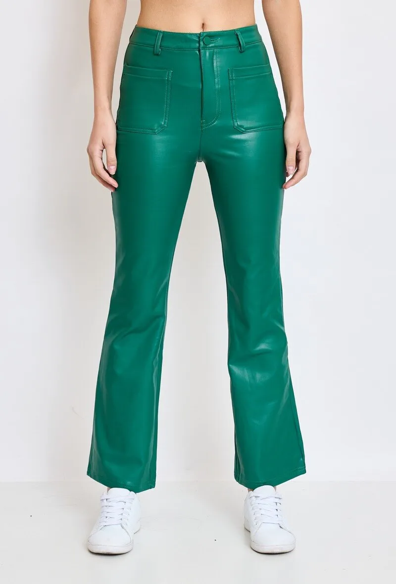 Fake leather flared pants