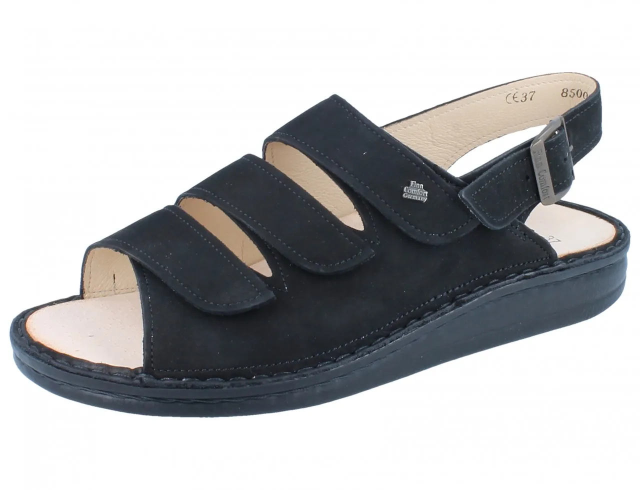 FINN COMFORT Sylt Damen Sandale schwarz Nubukleder