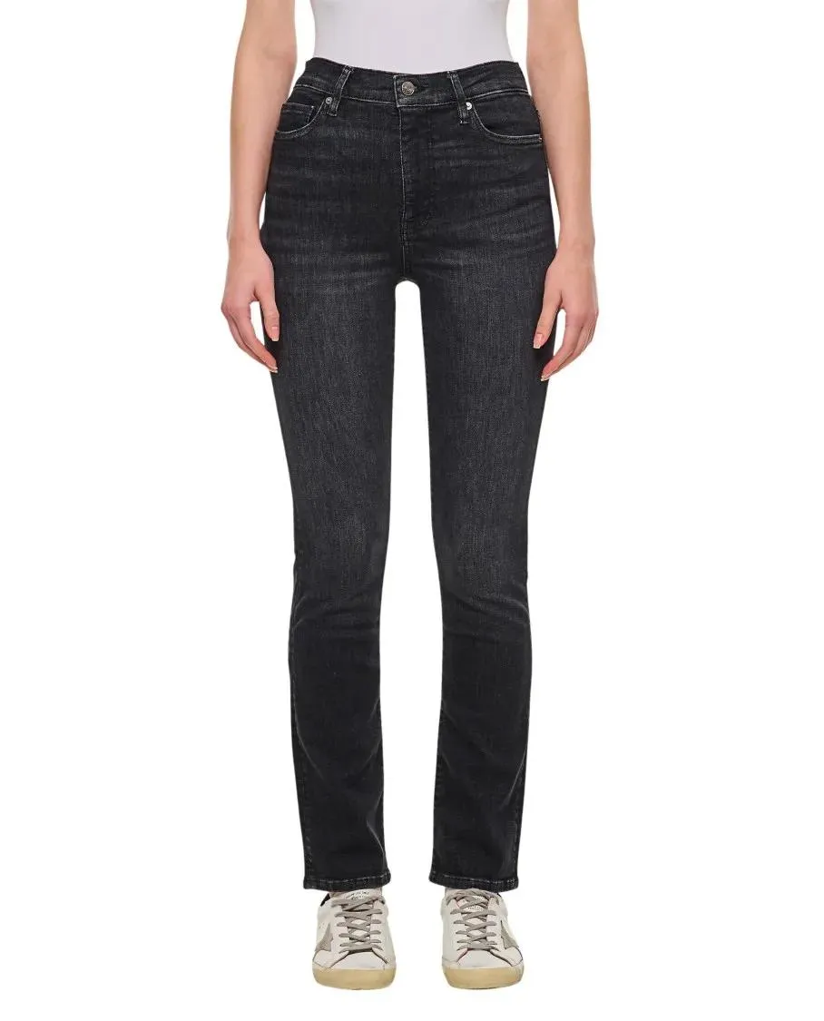   FRAME  Le High Straight Long Denim Pants Black  Jeans 