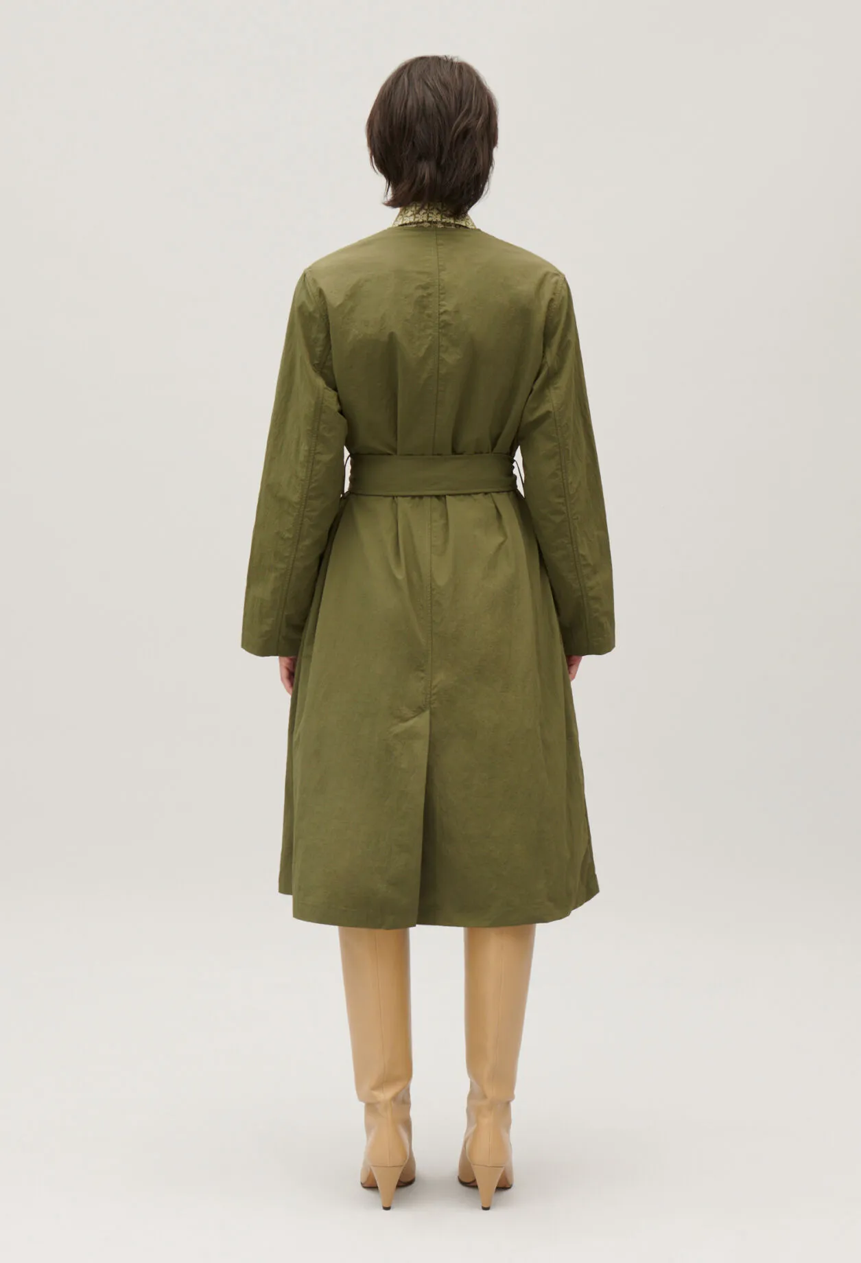 Halblanger Trenchcoat Nylon Khaki