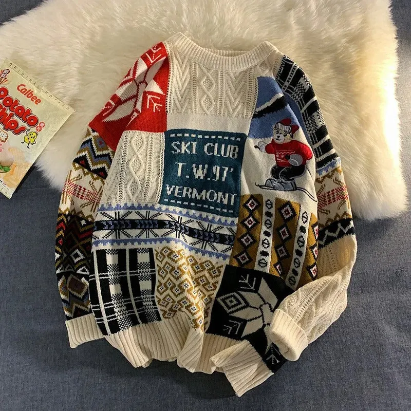 Heidi-Mode | Unisex Pullover Patchwork Ski Club