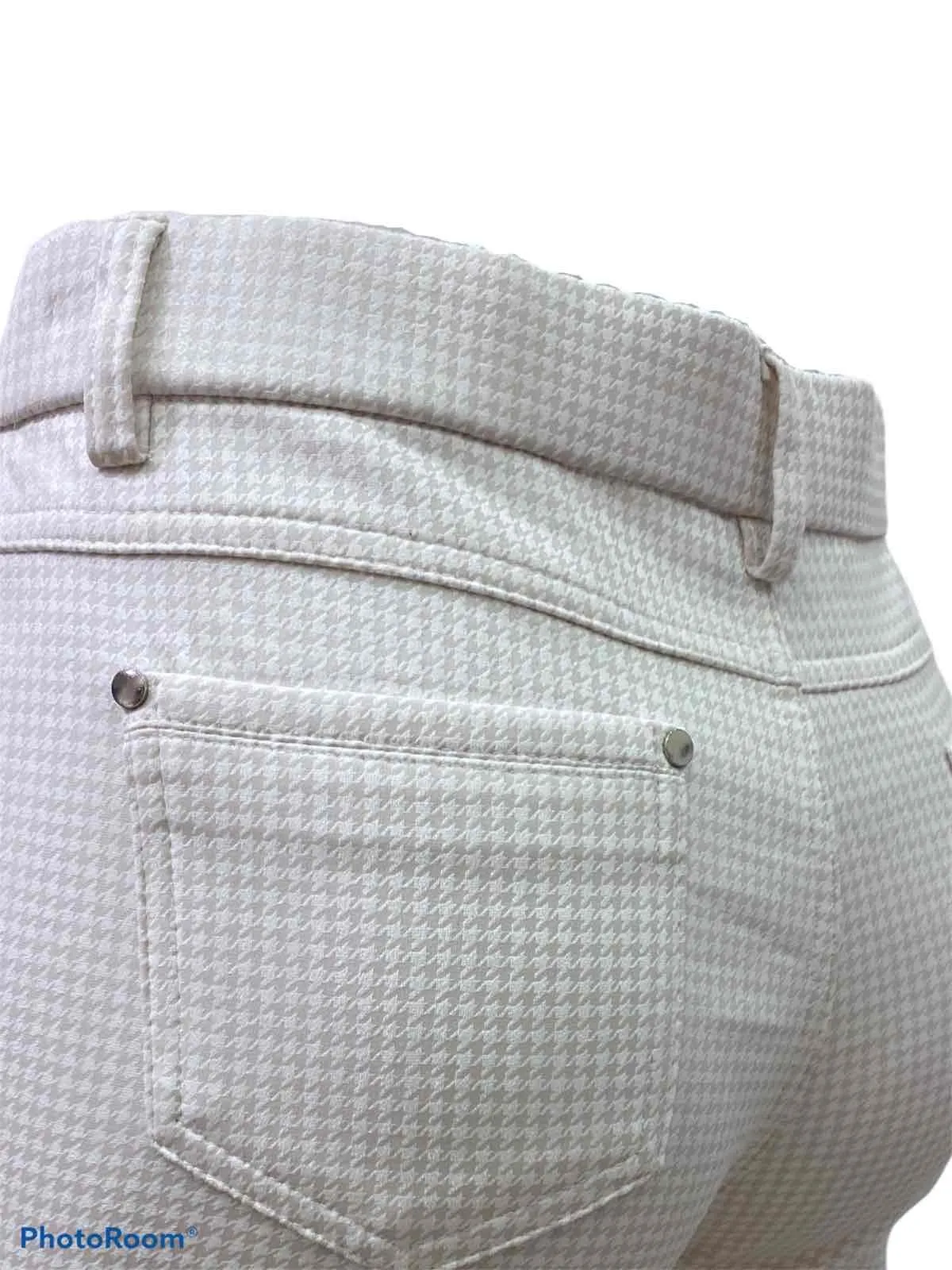 houndstooth pants in imitation suede elastic waistband