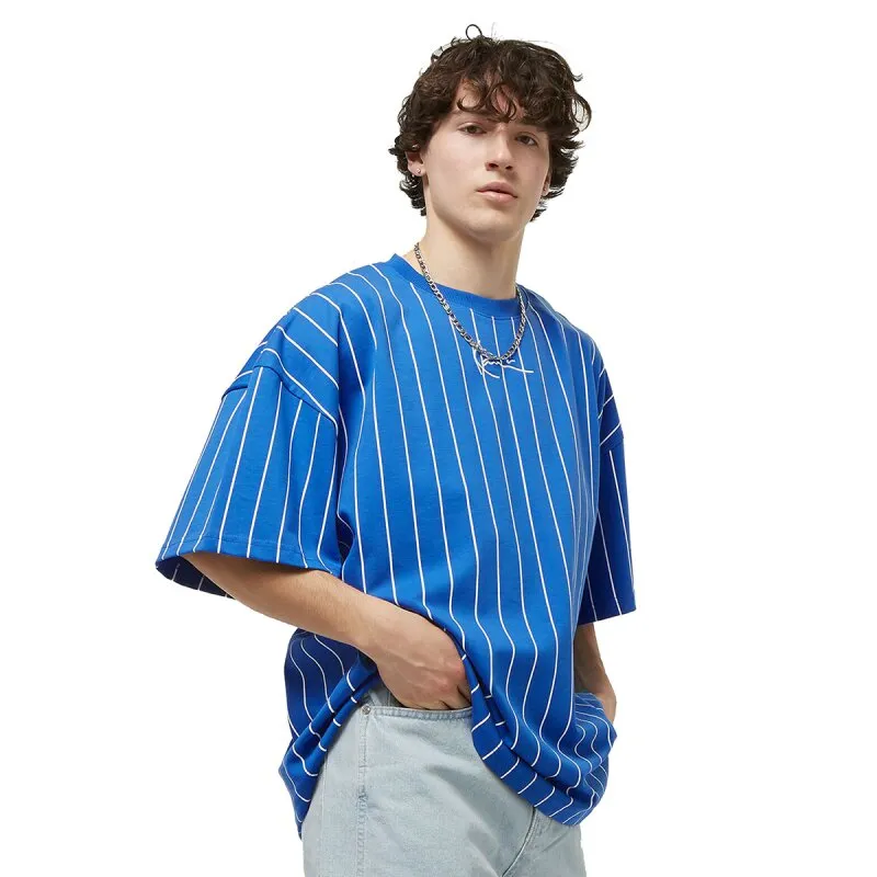 Karl Kani Herren T-Shirt Signature Boxy Heavy Jersey Pinstripe blue/white