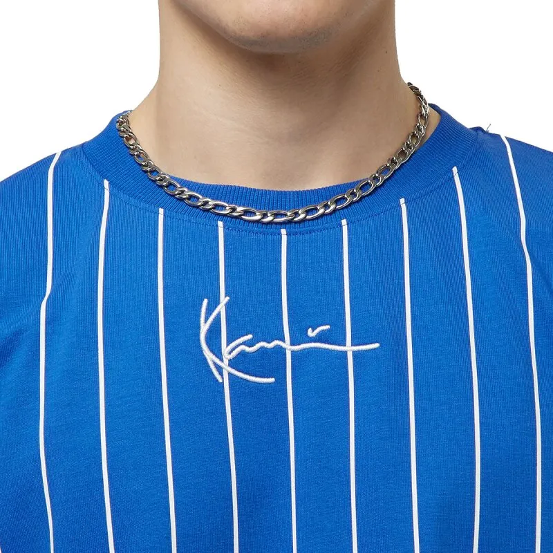 Karl Kani Herren T-Shirt Signature Boxy Heavy Jersey Pinstripe blue/white
