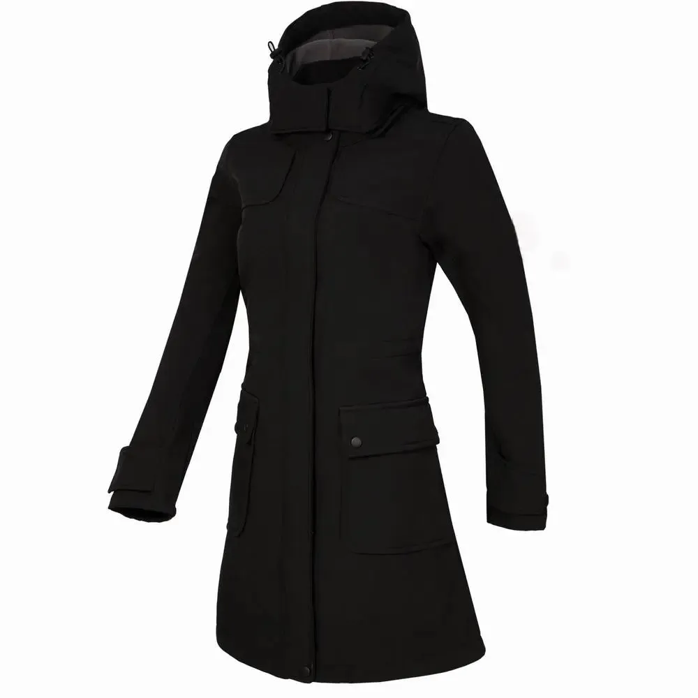 Lange Wasserdichte Klassische Outdoor Regenjacke mit Kapuze für Damen 