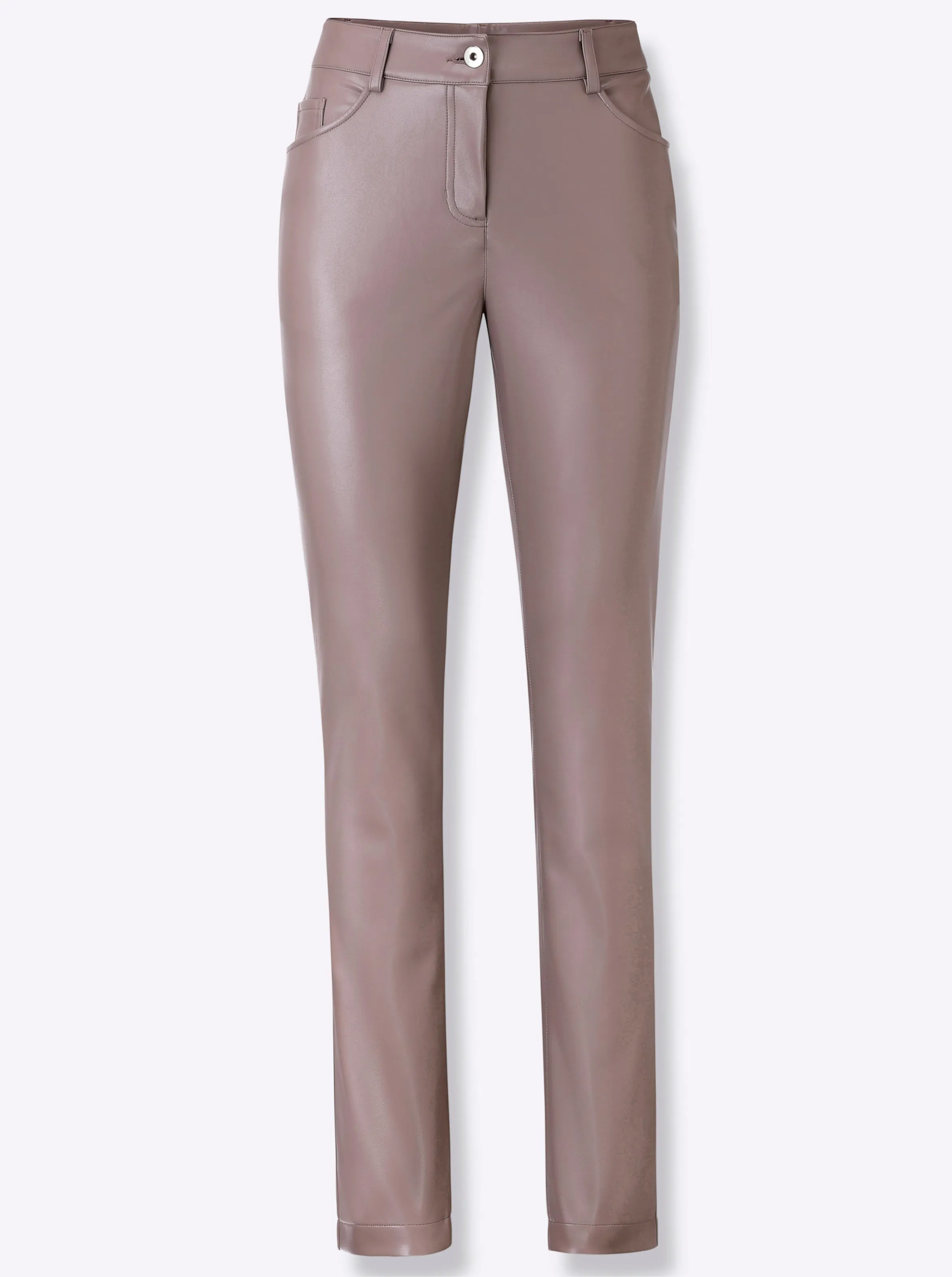 Lederimitat-Hose in dunkeltaupe