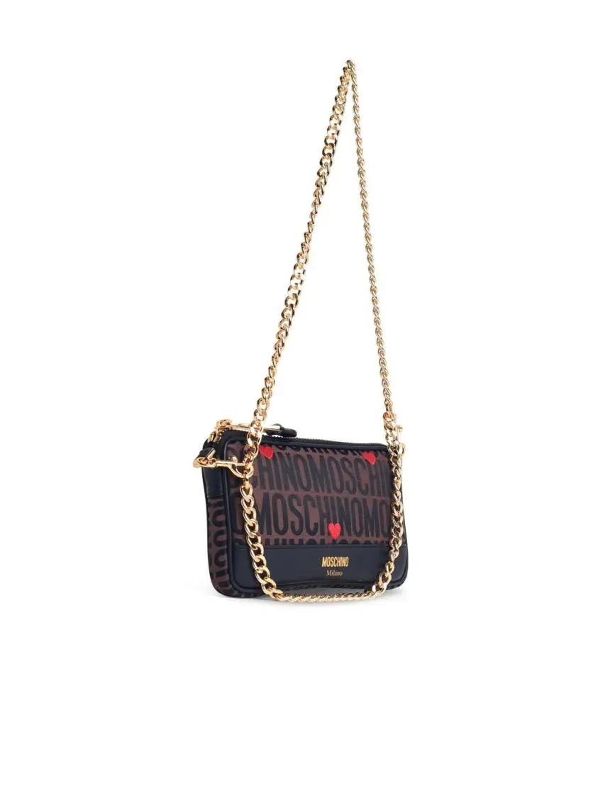   Moschino  Brown Leather Blend Crossbody Bag Brown  Schultertasche 