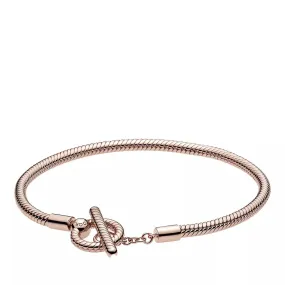   Pandora  Moments T-Verschluss Schlangen-Gliederarmband 14k Rose gold-plated  Armband 