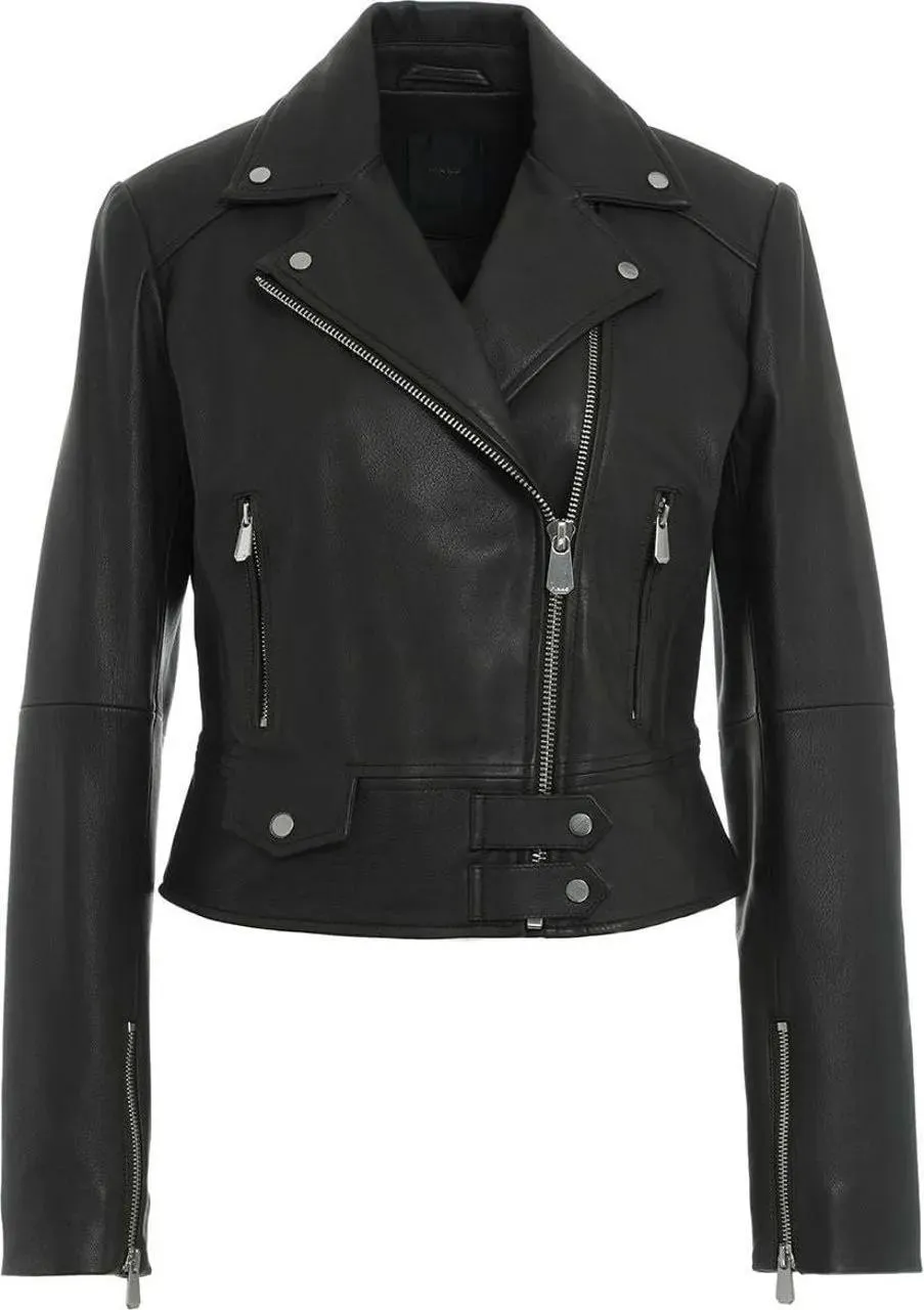   Pinko  Biker jacket 'Sensibile' in leather schwarz  Sommerjacken 