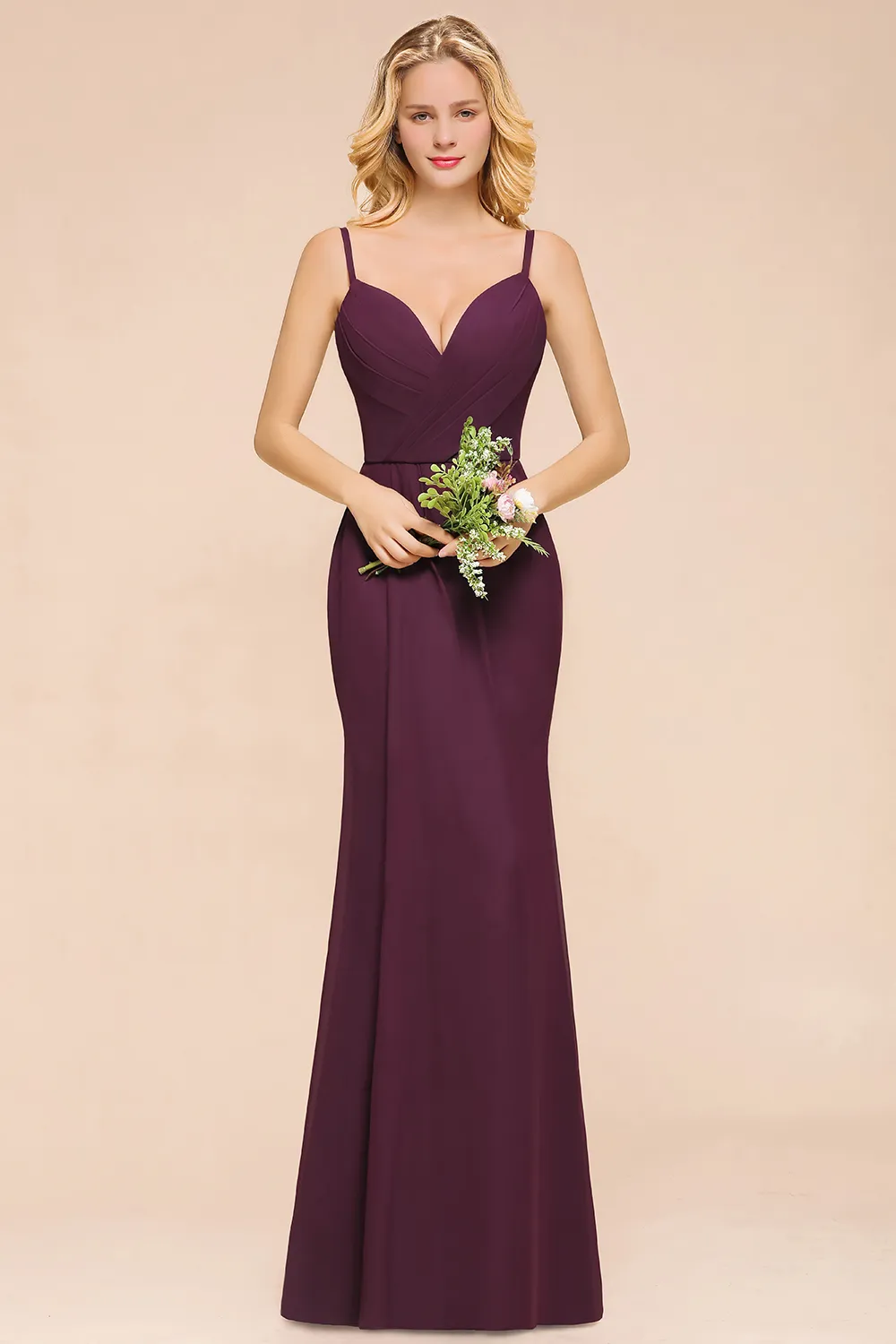 Purpur Brautjungfernkleider Lang Günstig | Schlihctes Abendkleid