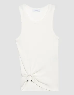 Rabanne Ribbed White // Tanktop mit silberfarbenem Ring-Detail
