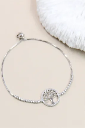 Rhodiniertes Lebensbaum-Armband mit Strasssteinen – ein einzigartiges Schmuckstück