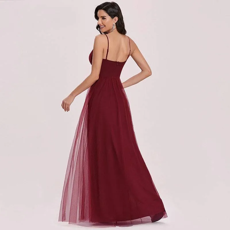 Rotes schulterfreies Abendkleid mit edlen Tüll Stoff