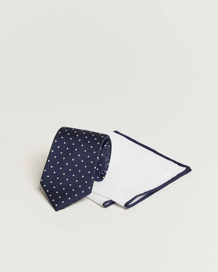 Set Tie & Pocket Square Navy/White