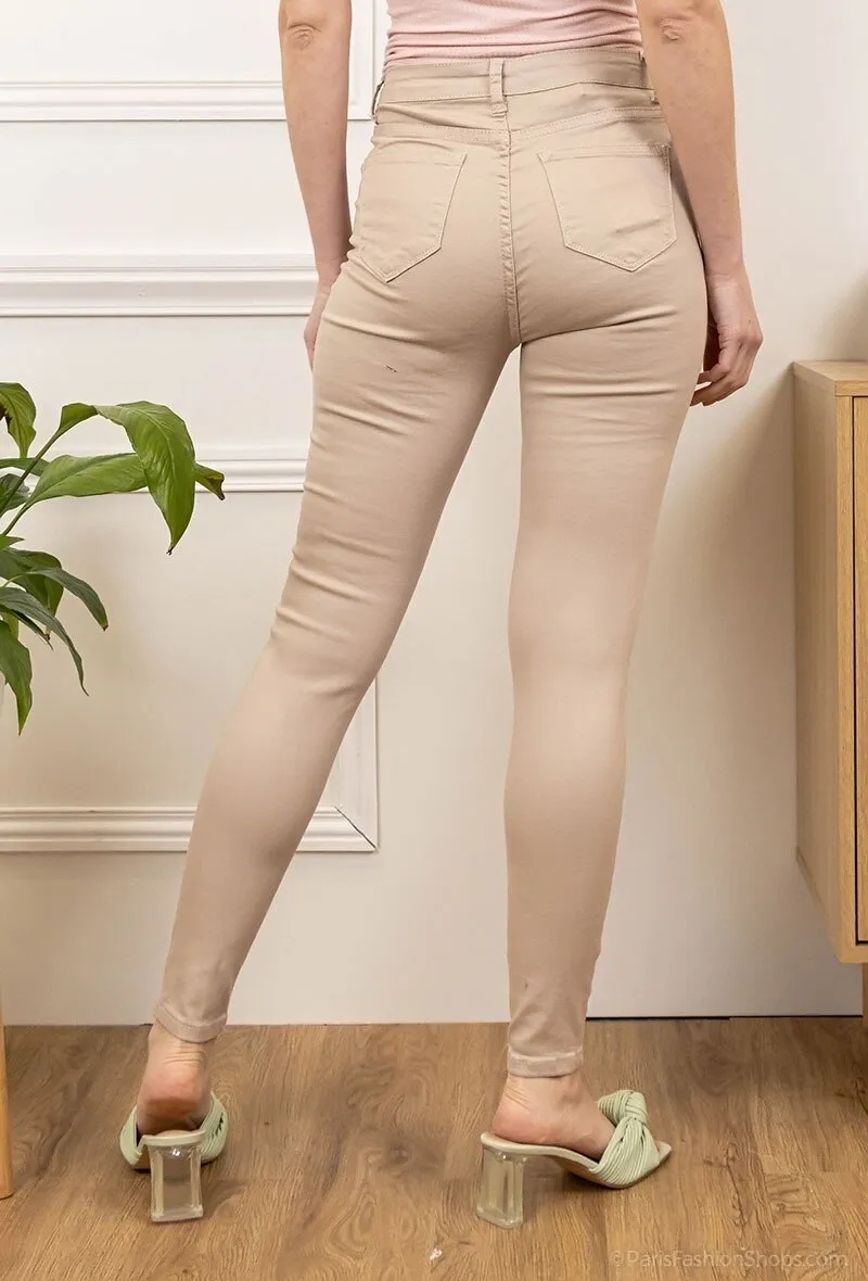 Skinny pants with buttons Ripped
