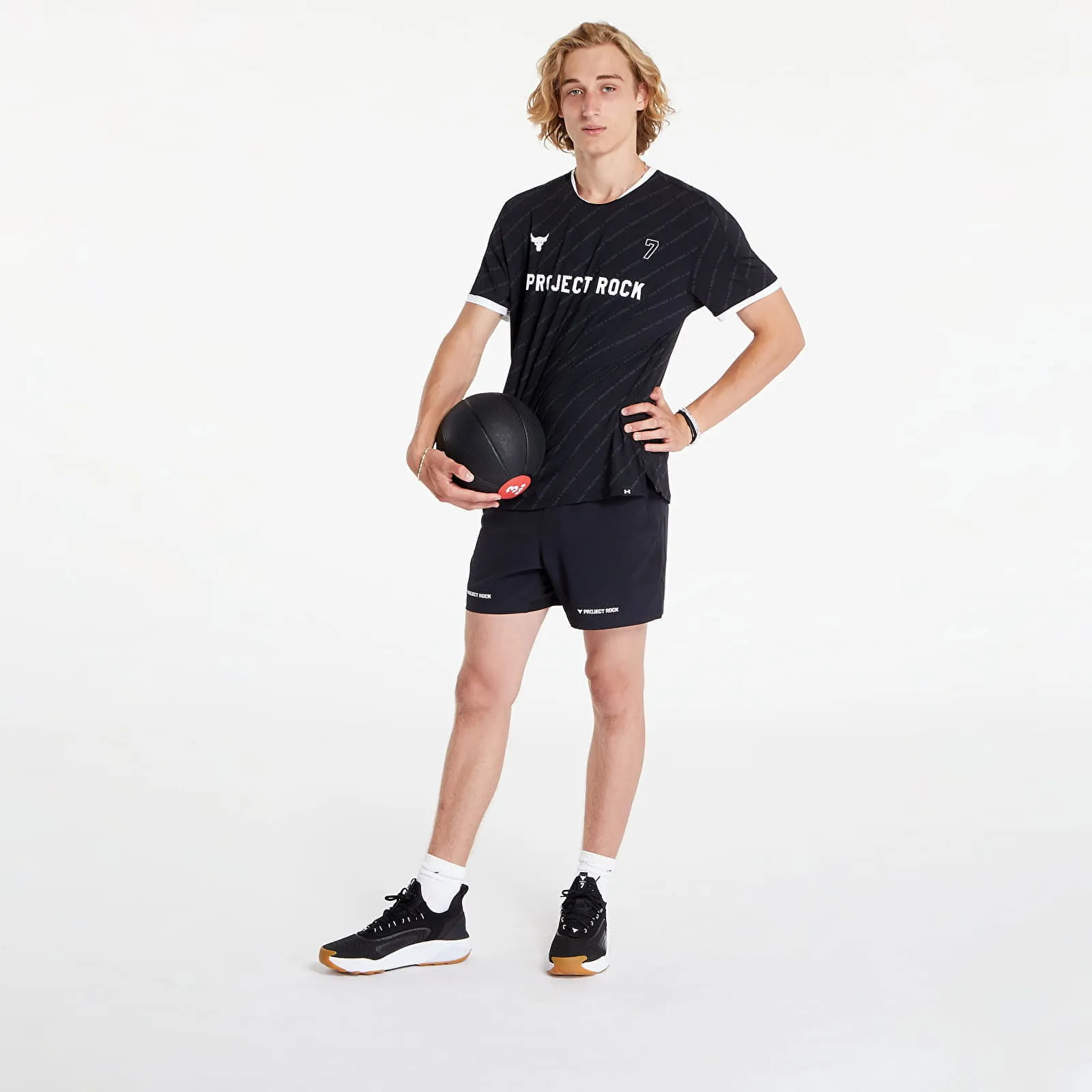 Trikot Under Armour Project Rock Rugby Shirt Black/ White 1387512-001