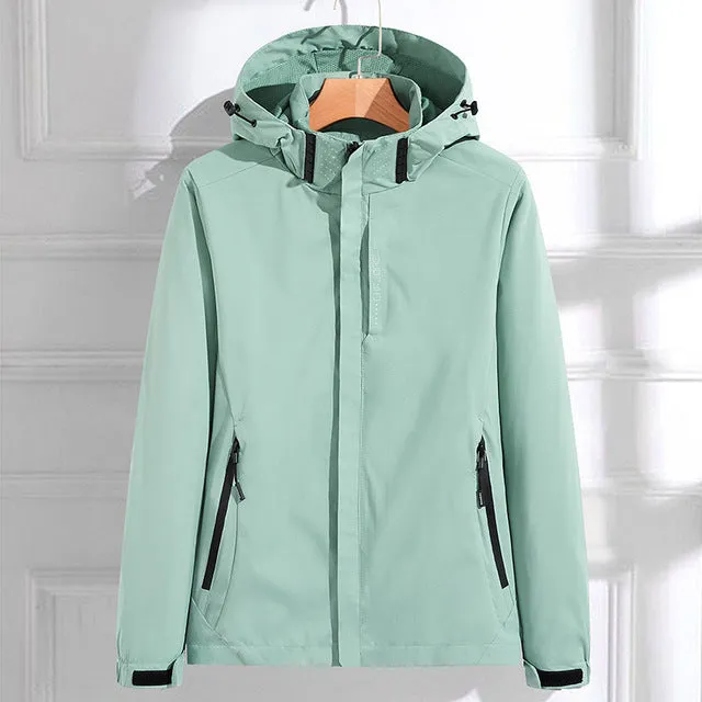 Wasserdichte Elegante Lässige Outdoor Regenjacke mit Kapuze für Damen 