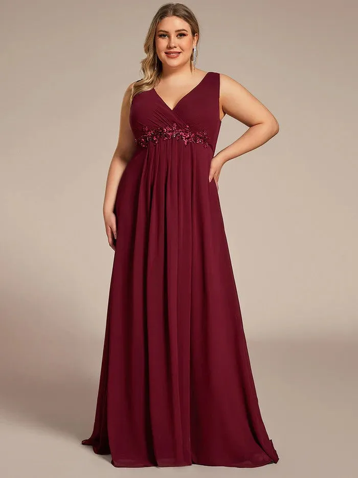 XS-8XL Schlicht Elegantes Abendkleid mit V-Ausschnitt