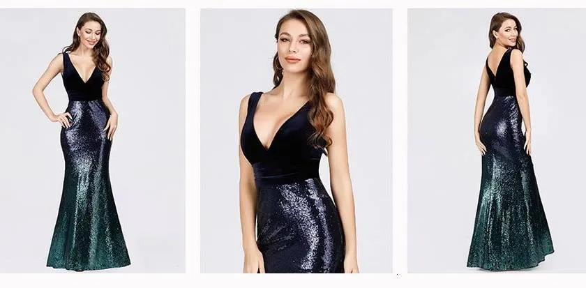Zauberhaftes Pailletten Abendkleid mit Samt Oberteil