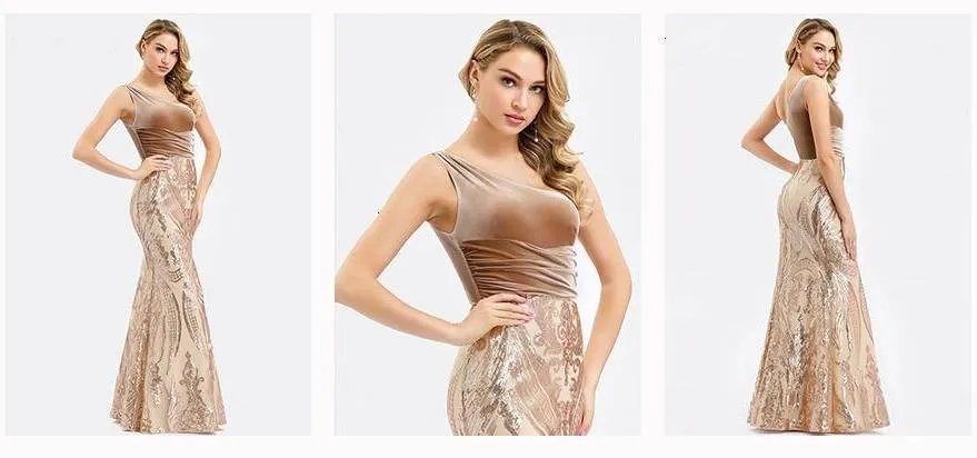 Zauberhaftes Pailletten Abendkleid mit Samt Oberteil